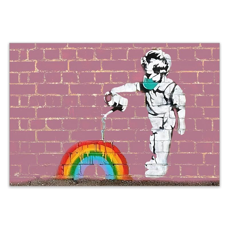 Amazon.com: RICHESWOW Banksy Wall Art Boy Rainbow Art Prints