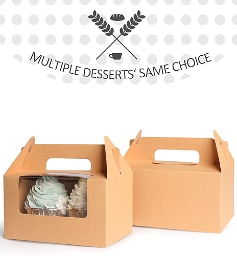 Miniatura 2 de qiqee Caja negra para cupcakes con dos soportes de 6.5 x 3.6 x 3.5 pulgadas (2.2 pulgadas superior) 50 unidades, 2 cajas para cupcakes con ventana