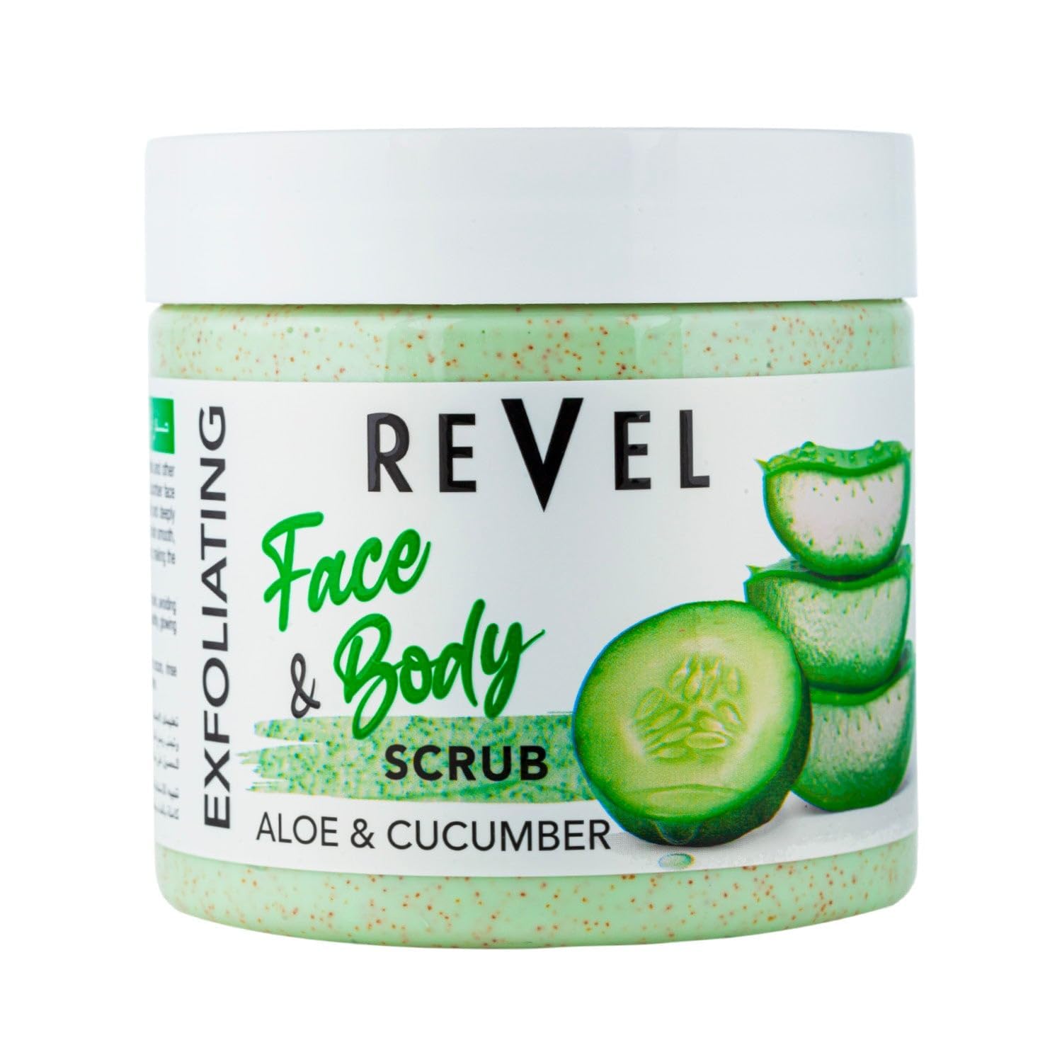 Revel Beauty Care Aloe Vera & Cucumber Face & Body Scrub For Men & Women 475ml, Fruits Scrubber, Exfoliating, Help To Hydrate & Soothe Skin, Revitalized,Refreshed, Radiant Complexion, Skin Care