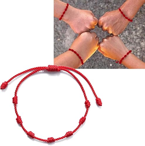 Miniatura 3 de Sara-u 2 pulseras de cuerda roja de 7 nudos para protección contra el mal de ojo amuleto de buena suerte para el éxito y la prosperidad pulsera de