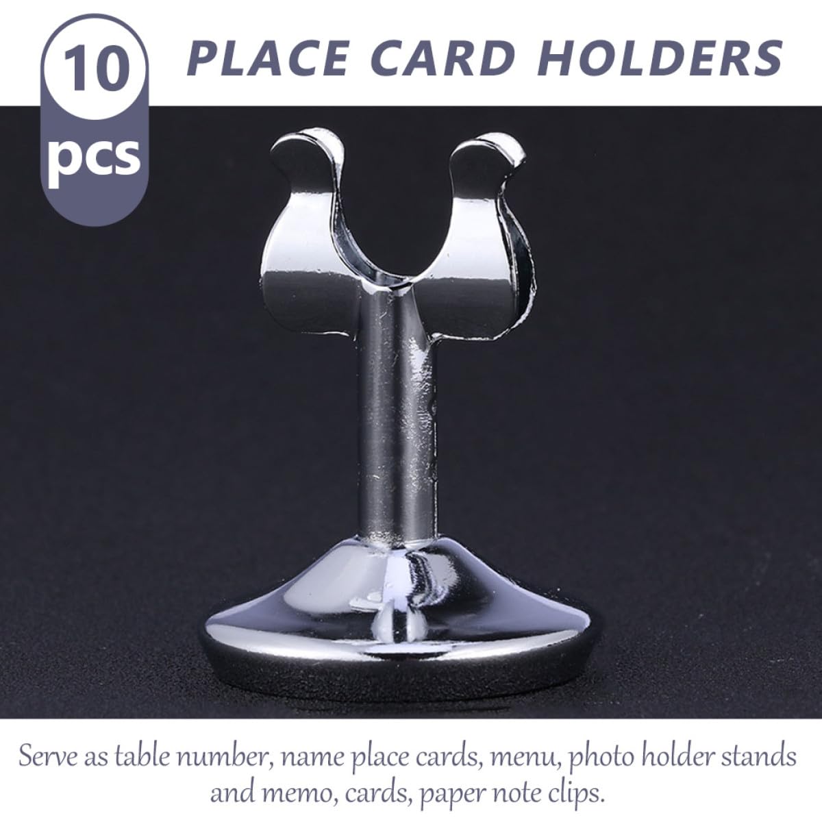 Soportes para Tarjetas Multifunción de Acero Inoxidable U-shaped, Paquete de 10 Piezas, Diseño Elegante y Firme para Eventos y Fiestas