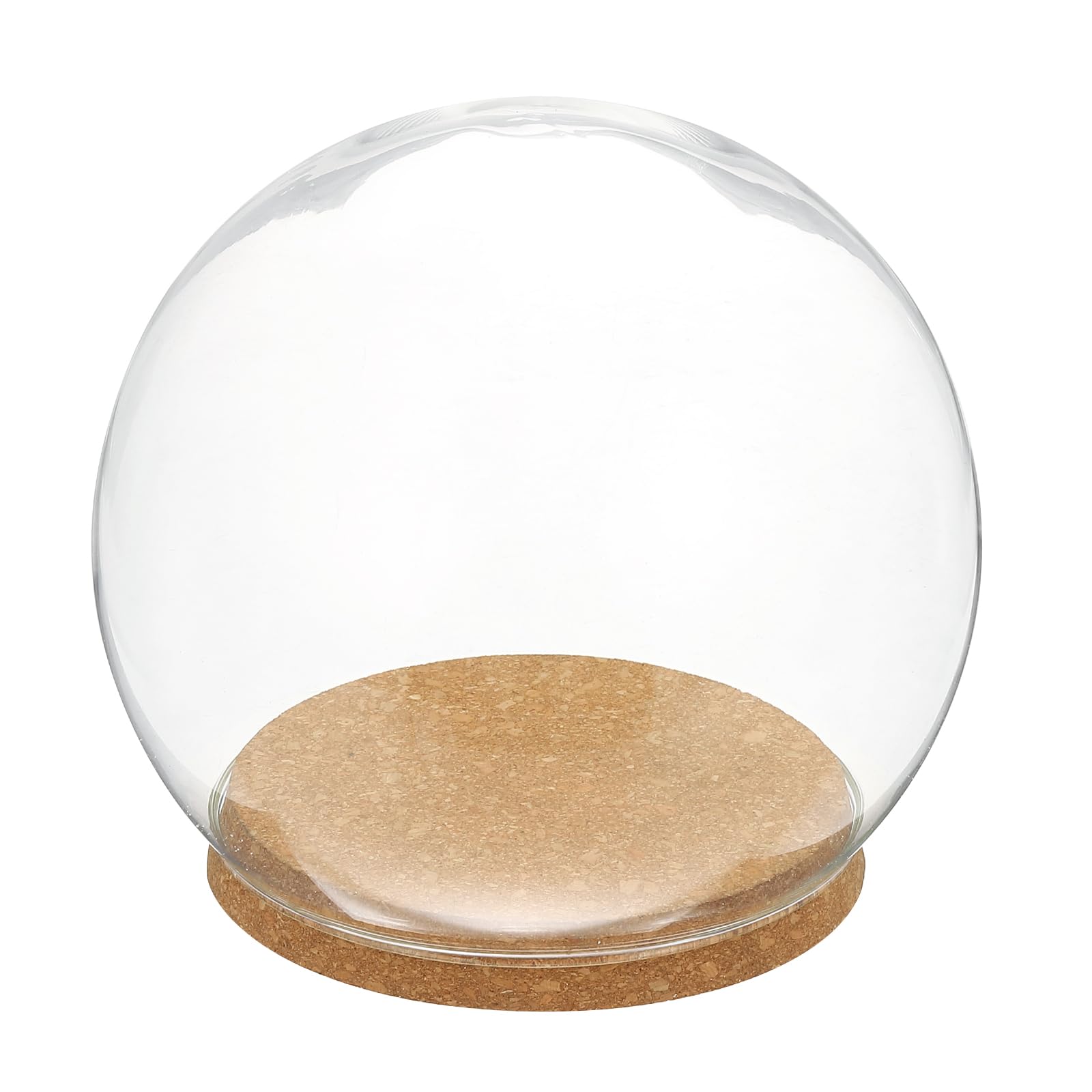 QUARKZMAN Cloche Ronde En Verre Dôme, 7.9" x 5.9" Cloche En Verre Décorative Avec Base Brun Clair Pour DIY Fleurs Artisanat, Spécimens Collection Plantes Protection Contre La Poussière
