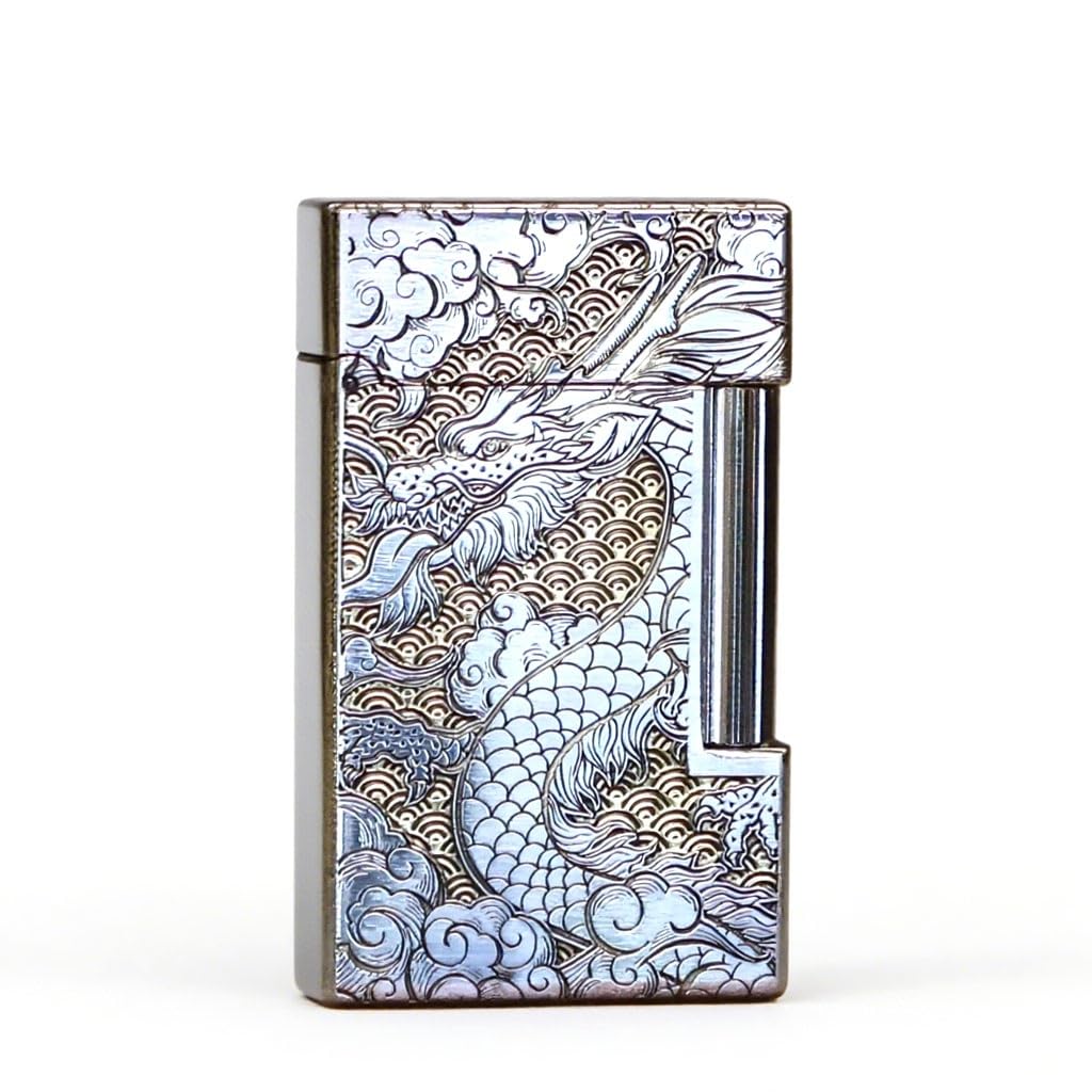 High-end Flip-top Sound Lighter Butane Gas Refillable Finely Carved Dragon Shape Mens Collectible Business Gift