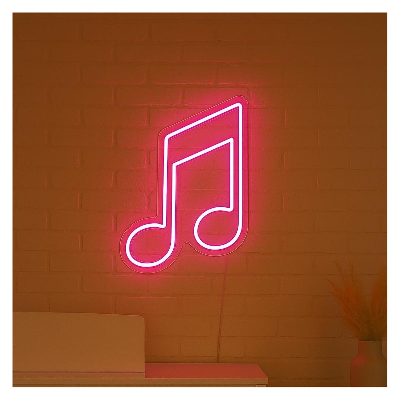 SHOUXI Sign Lamp Music Note Neon Sign, Suitable for Living Room Wall Decor with Dimmable 38cm