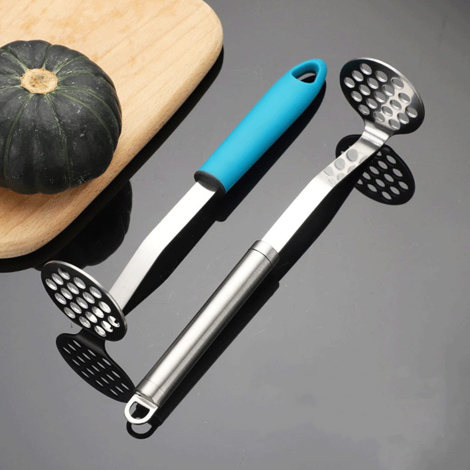 Kartoffelstampfer aus Edelstahl, Mehrzweck-Obst- und Gemüsestampfer, manuelle Schlammdruckmaschine, Lebensmittelzerkleinerer, Küchenkochutensilien, Stampfer