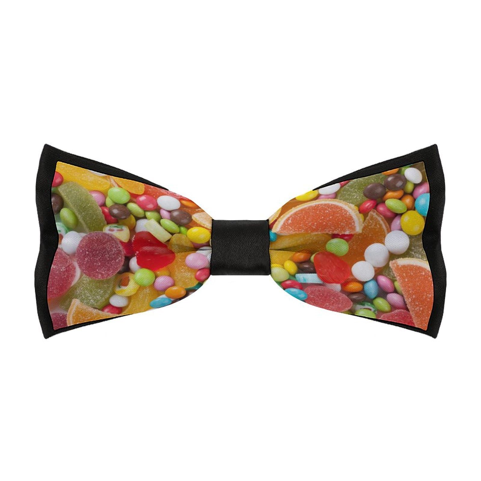 JYYAU Colorful Candy Pattern Bow Tie Adjustable Necktie For Men Business Fashion Pre-tied Tie Neckwear Novelty Accessory For Weddings Party Festival