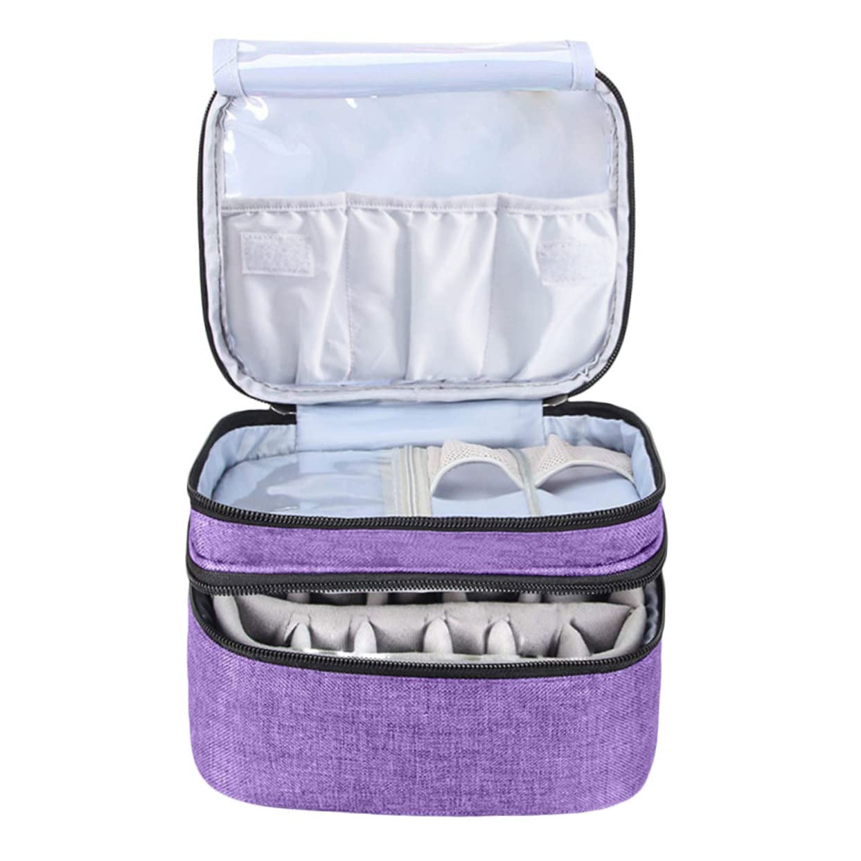 Ipetboom Custodia per Oli Essenziali Doppio Borsa Organizer Portatile per Smalto per Unghie Include Flaconi Materiale Oxford e Resistente