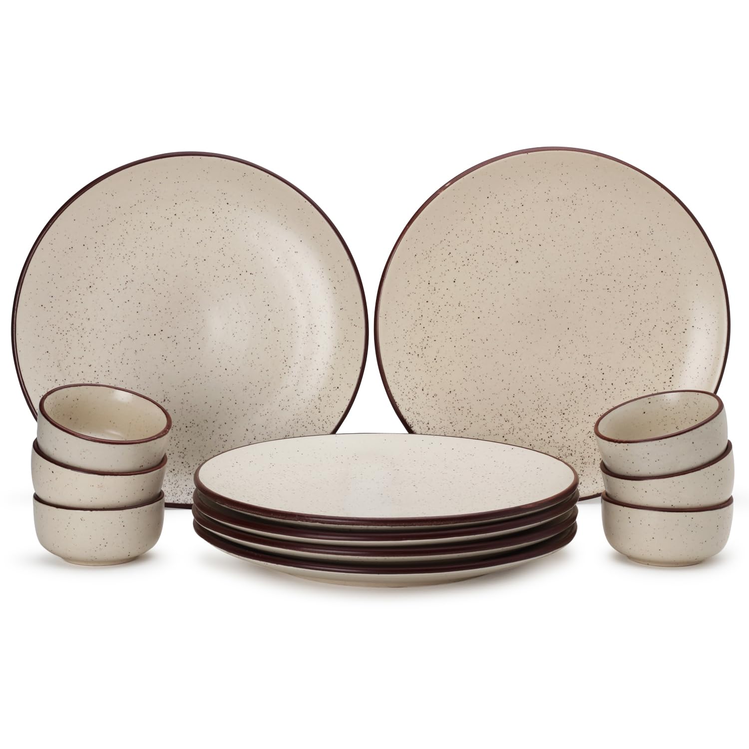 Bodhi House Handcrafted Stoneware Ceramic Dinner Set, 12 Pieces Dish Set Serving for 6, Microwave and Dishwasher Safe, Bone-ash Free, Crockery Set for Dining and Gifting, Beige Speckled (B0BMVR77MW) Amazon Price History, Amazon Price Tracker
