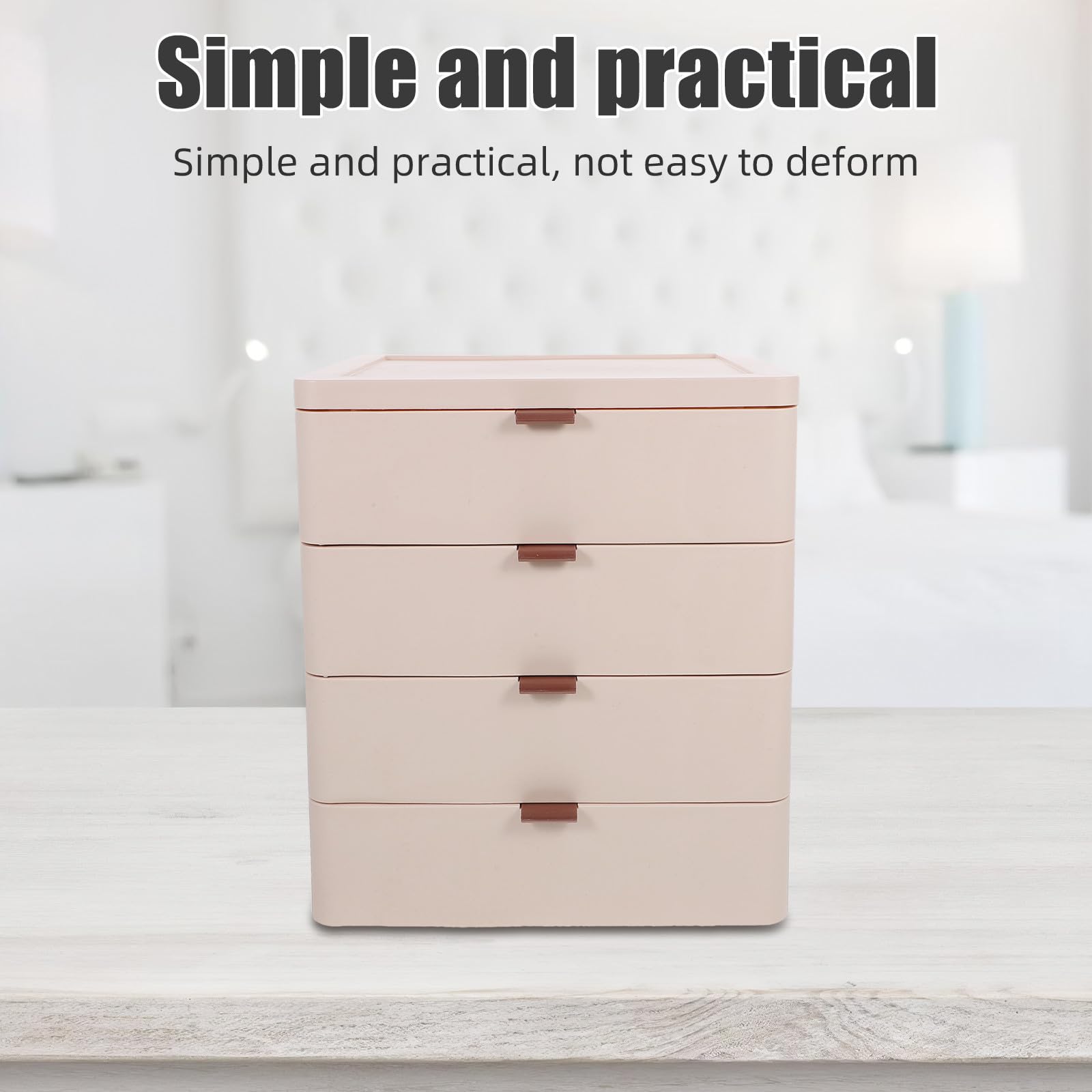 TEHAUX Organizzatore da Scrivania Scatola Porta Trucchi Multilivello Versatile con 4 Cassetti in Plastica Pp per Cosmetici e Piccoli Oggetti, per Dormitori e Hotel