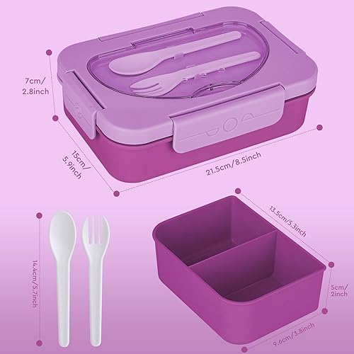 Miniatura 9 de Lonchera para niños, fiambrera Bento para niños, 5 compartimentos para adultos y niños, lonchera Bento para adultos con juego de utensilios, tazas