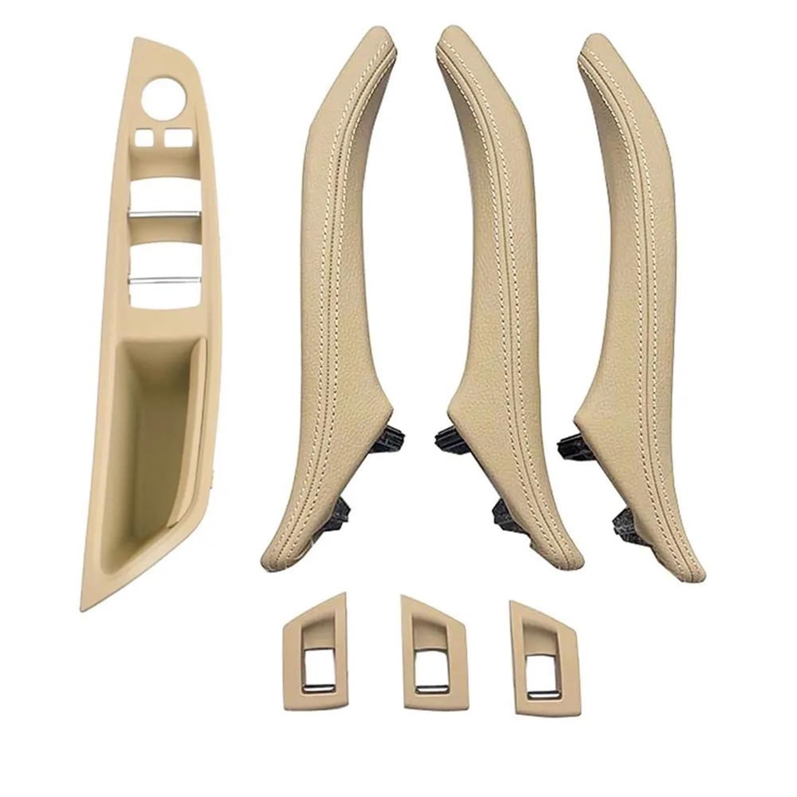 LVXVMOZEOK Interior Door Handle Armrest for 5 Series for F10 for F11 for 520 for 523 for 525 for 528 7PCS LHD Interior Lift Switch Armrest Cover Door Handle(A Beige 7PCS)
