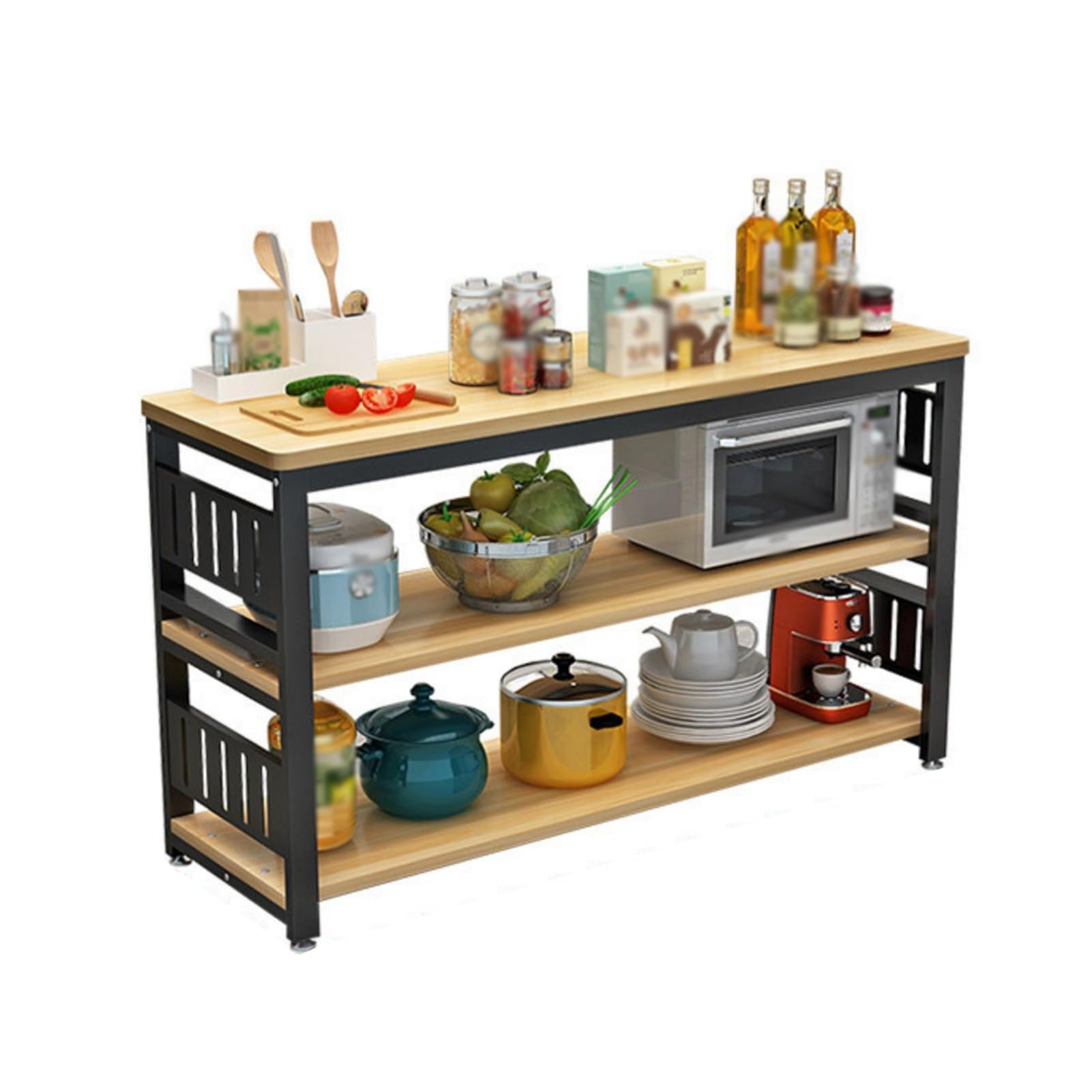 Isola da cucina regolabile con grande piano di lavoro, supporto per caffè e microonde, tavolo da bar alto 80 cm con portabottiglie perfetto per casa e sala da pranzo (160 x 50 x 80 cm)