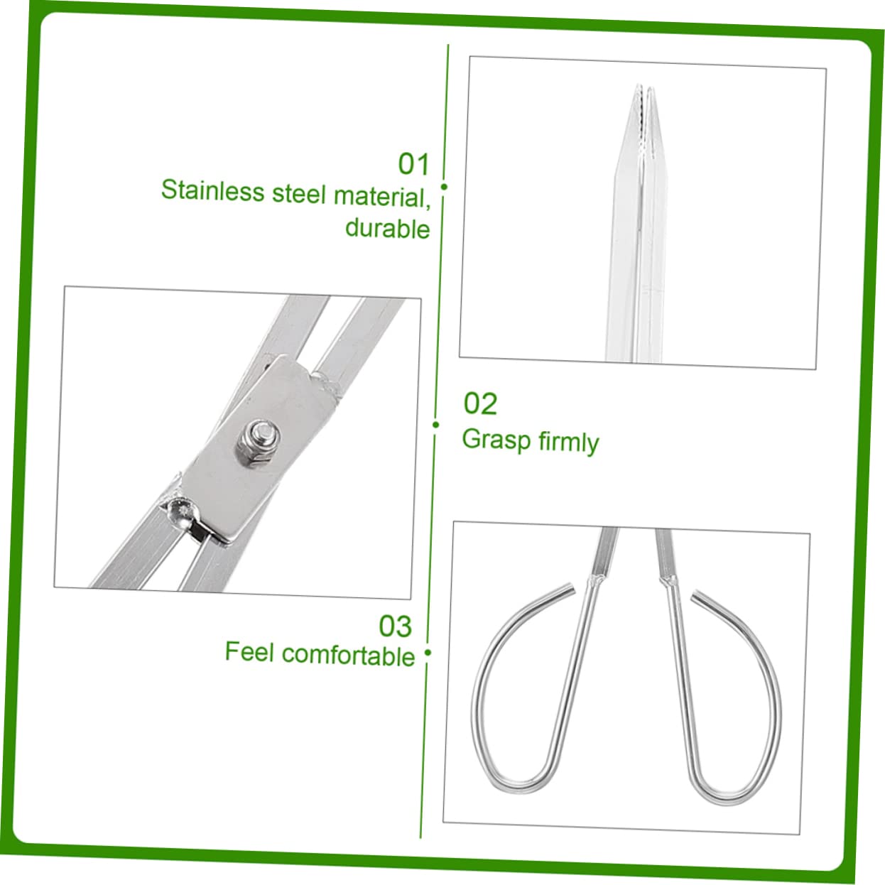 ABOOFAN Heavy Duty Stainless Steel Charcoal Tongs Long Handle Outdoor Garbage Clip for Bbq Fire Pit and Fireplace Sturdy Firewood Tong for Easy Handling and Comfortable Use