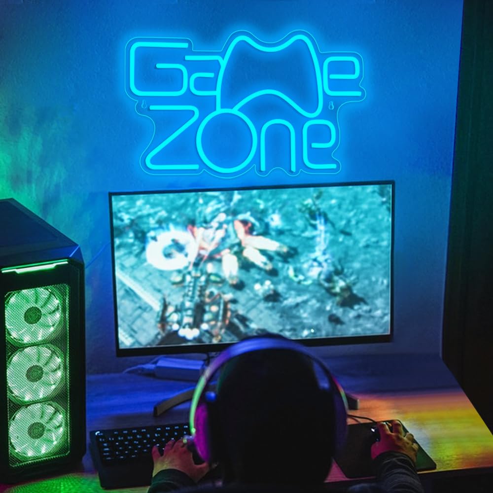 A Dan Game Zone Neon Segno,Game Neon Segno per Gamer Room Decor,Gaming Signs per Teen Boys Room Decor con USB Alimentato per Game Room,Camera da letto,Segni Led Regali