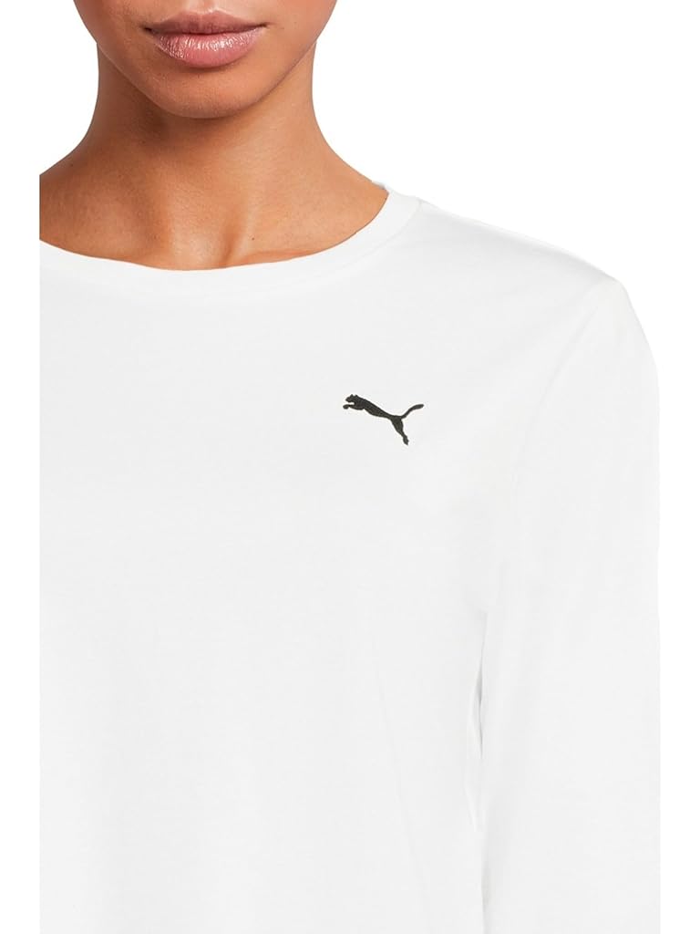 White PUMA Essentials Cropped Long Sleeve Baby Tee