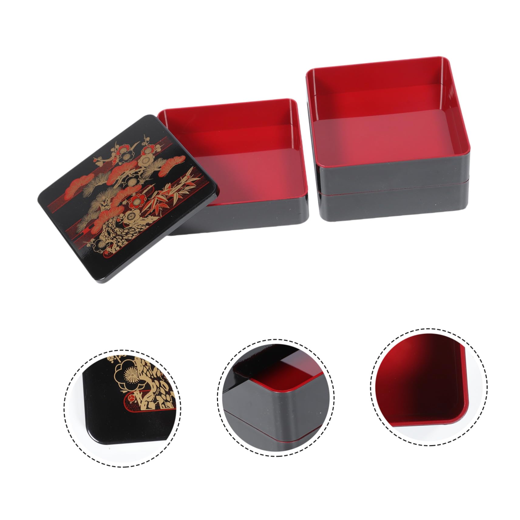 ULTECHNOVO Boîte Bento Japonaise Trois Abs Alimentaire Boîte Sushis Haute Qualité Avec Triple Compartiment Pratique Pour Repas Professionnels Et Pique-