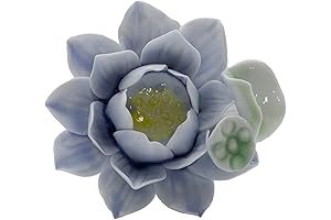 Exquisite 3D Artificial Ceramic Blue Lotus Floral Vase Decor