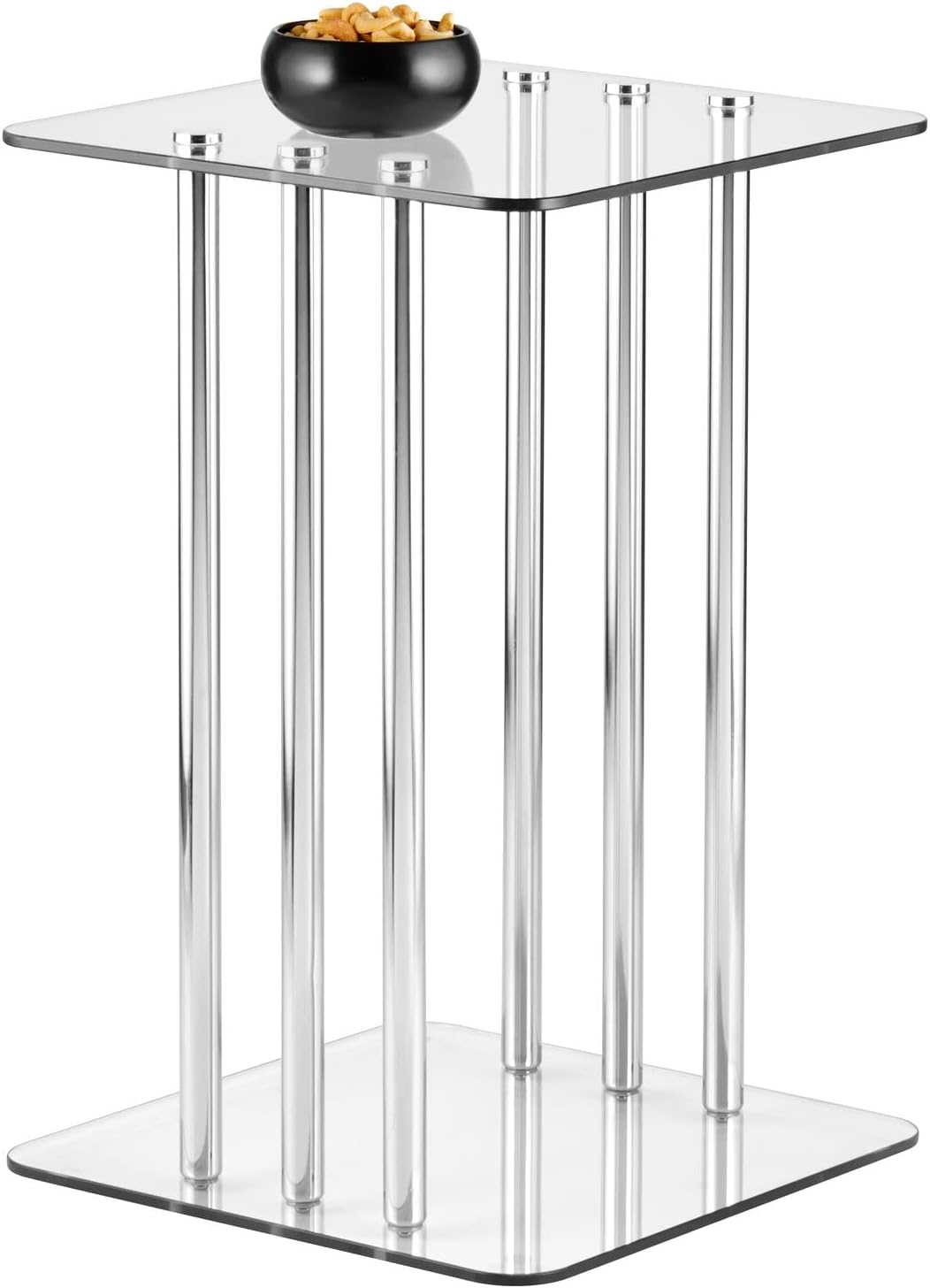 mDesign Square Glass Top Side Table Modern Decorative