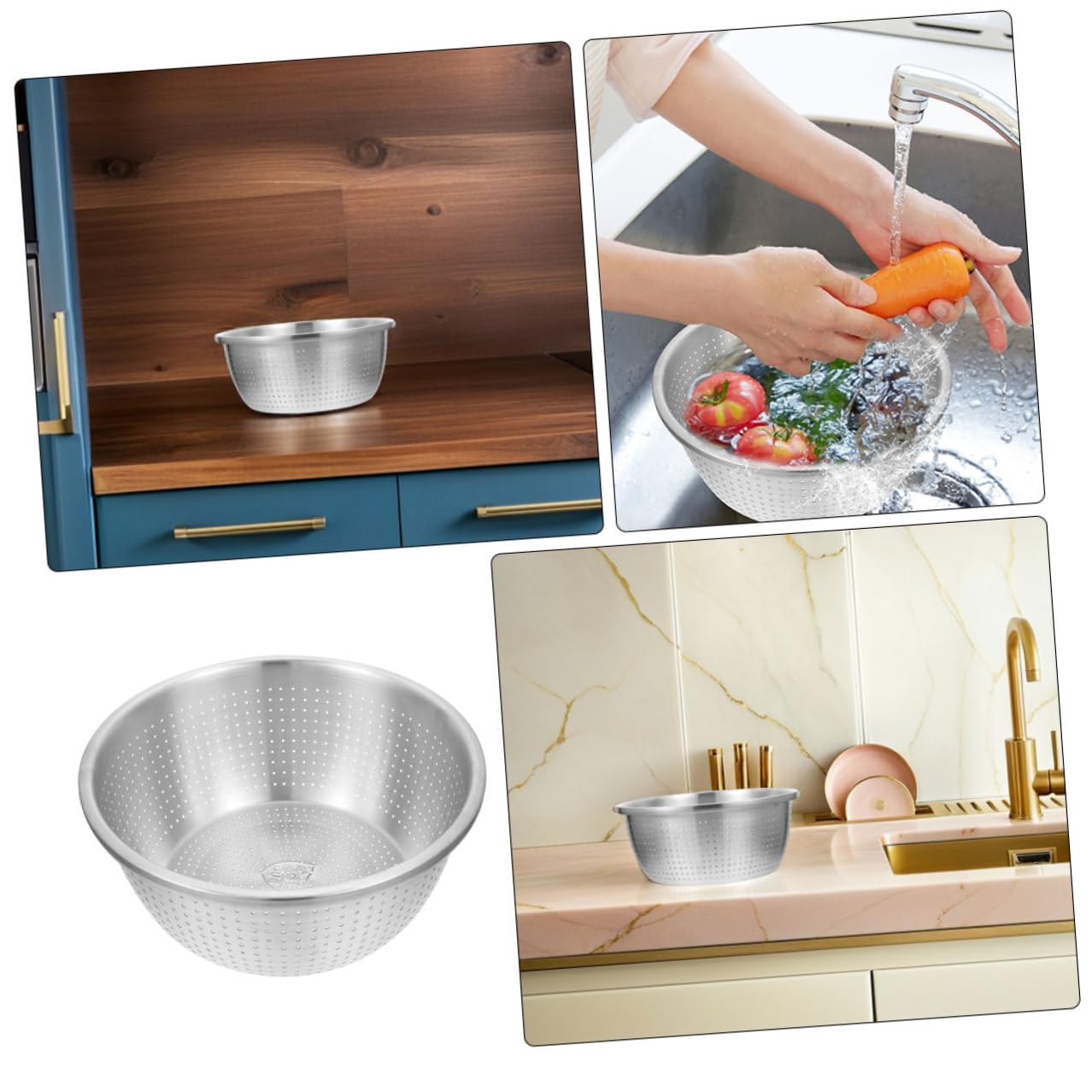 Colador de Cocina de Acero Inoxidable, Bol de Drenaje