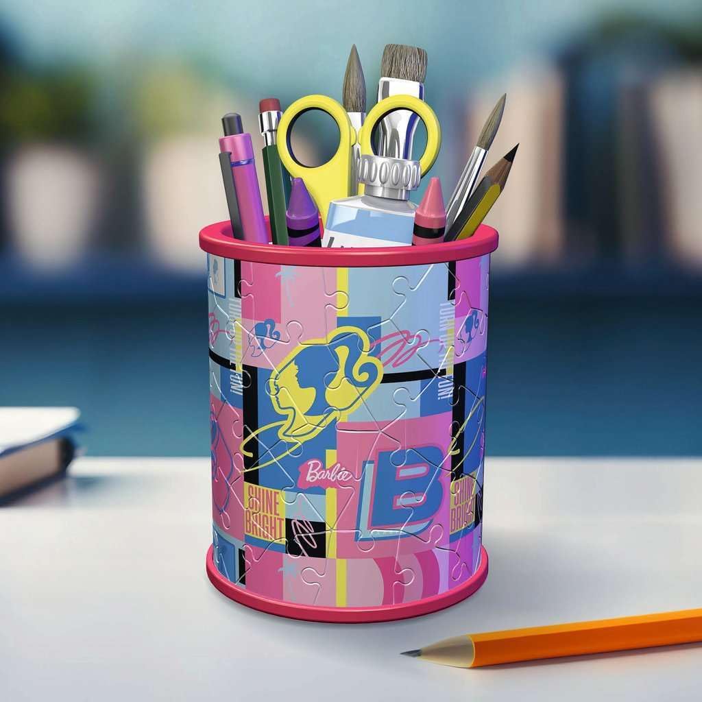Ravensburger 3D Puzzle Utensilo Barbie 11585 Pen Holder for Barbie Fans from 6 Years, Desk Organiser for Adults and Children