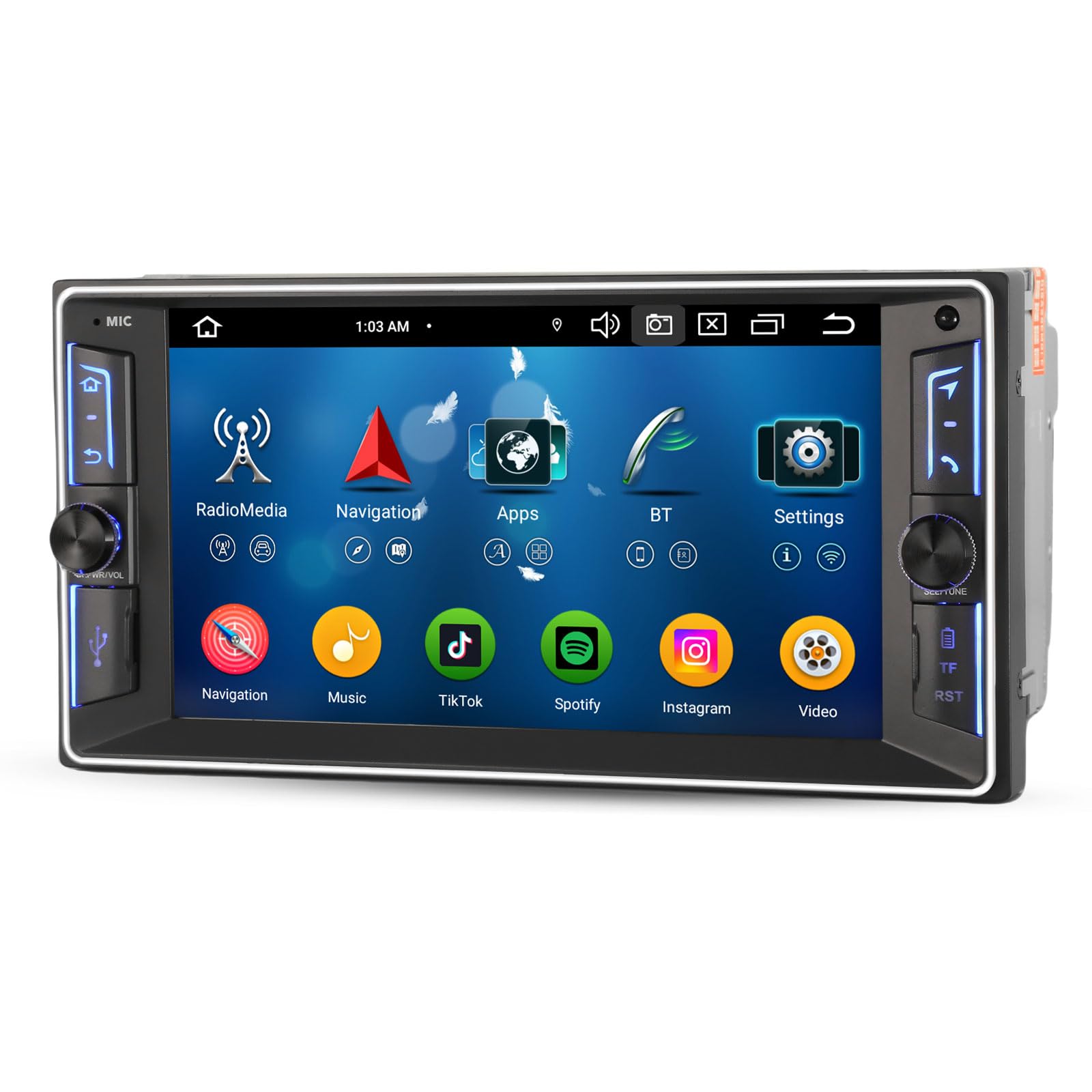 Android 14 8-Core 4GB+64GB Autoradio 2 Din GPS Navigatore per Toyota Corolla RAV4 Hilux Vios Prado Supporta Bluetooth 5.0 Wireless CarPlay Android Auto WiFi 4G DSP RDS Canbus IPS Schermo Tattile
