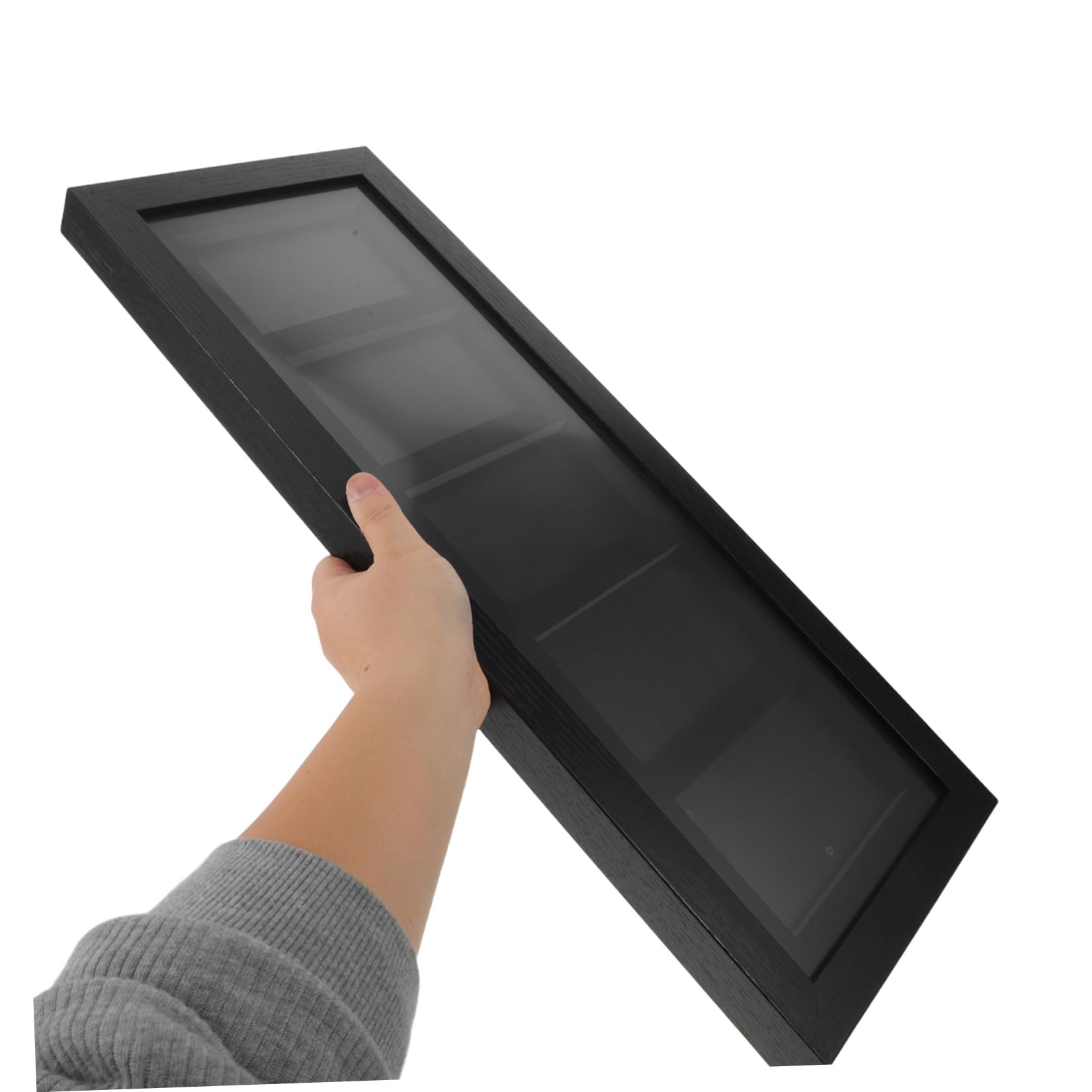 Card Display Box con 5 Scomparti, Cornice per Carte Collezionabili, Fibra di Legno Nero, Soluzione Salvaspazio per Card Display Wall