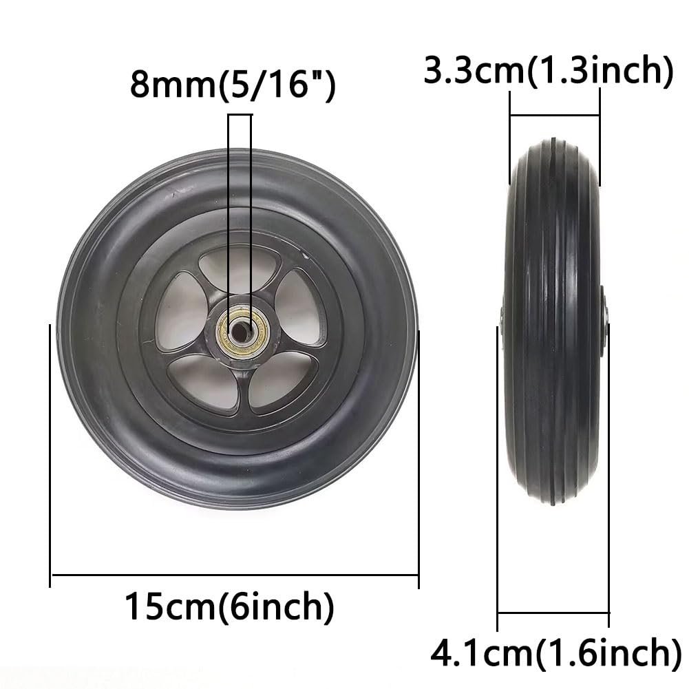 6 Pulgadas Sólido Silla de Ruedas Rueda Delantera, Goma de Reemplazo de Ruedas Delanteras para Silla de Ruedas Scooter Cart
