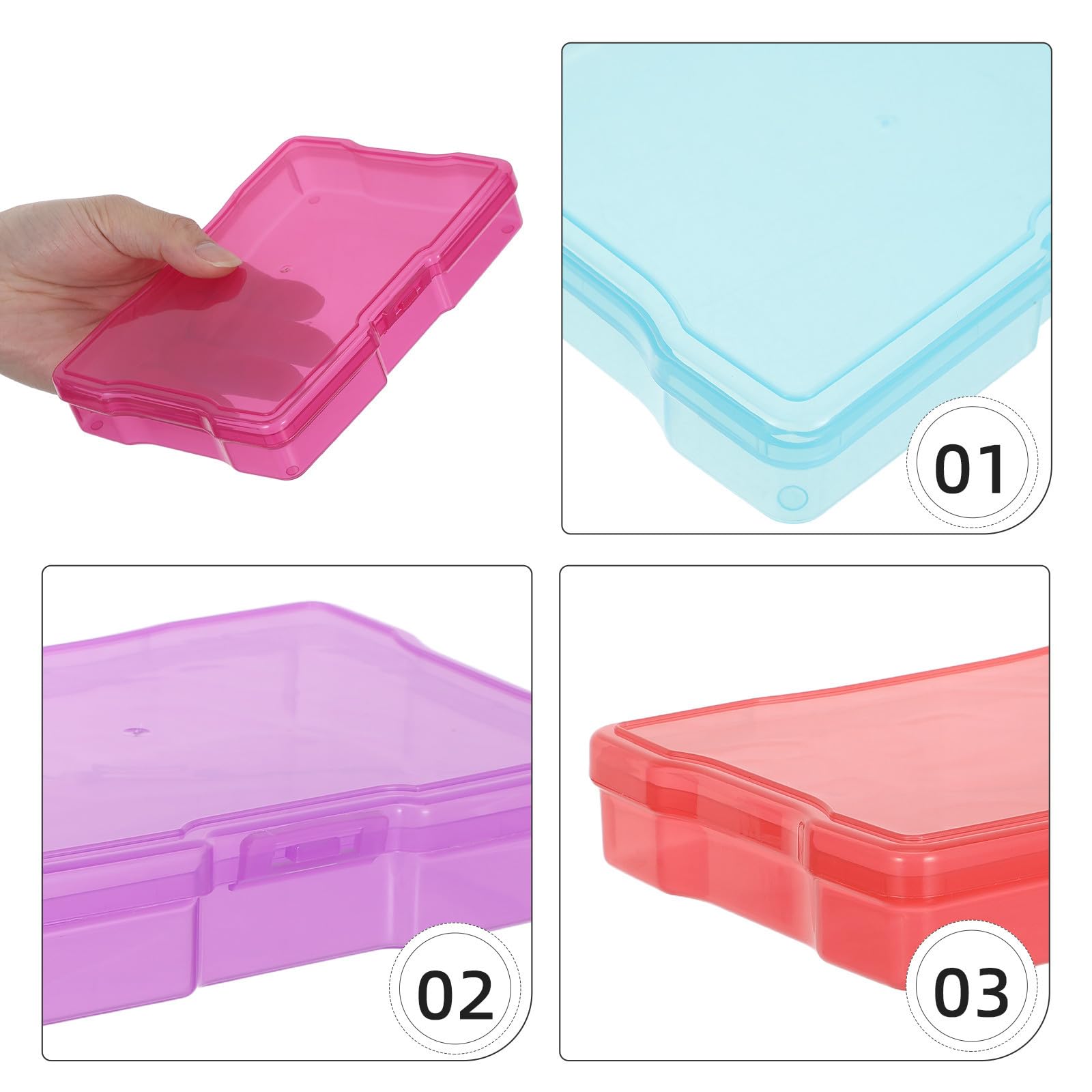 Generisch Transparente Fotoaufbewahrungsbox aus Kunststoff mit 18 Farbigen Innentaschen und Griff Leichter Organizer für Karten und Bastelbedarf für Zuhause und Büro