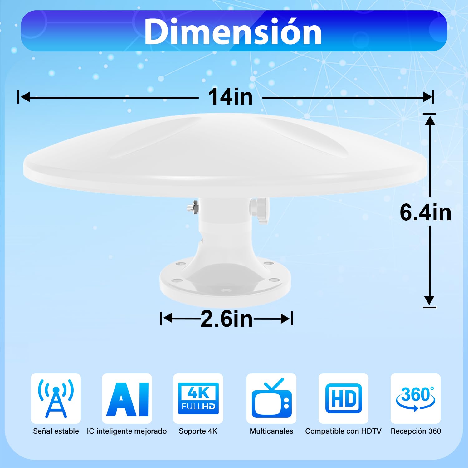Antena de RV, Antena de televisión Exterior,de televisión HD y Smart para Exteriores, Compatible con autocaravanas, caravanas, Camiones y carrozas (Antena de RV - 08711)