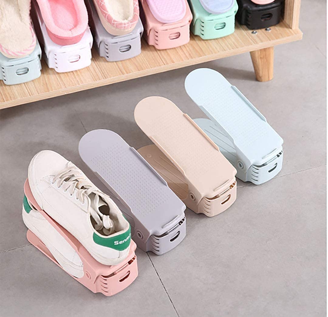 2V BROTHERS 2Pcs Shoe Rack Storage Organizer For Closet, Adjustable Heights Space Saver Slot, Large Ventilated Base Stacker Shoes Holder, High Heels Secure Docking and Backstop (2)-image-21