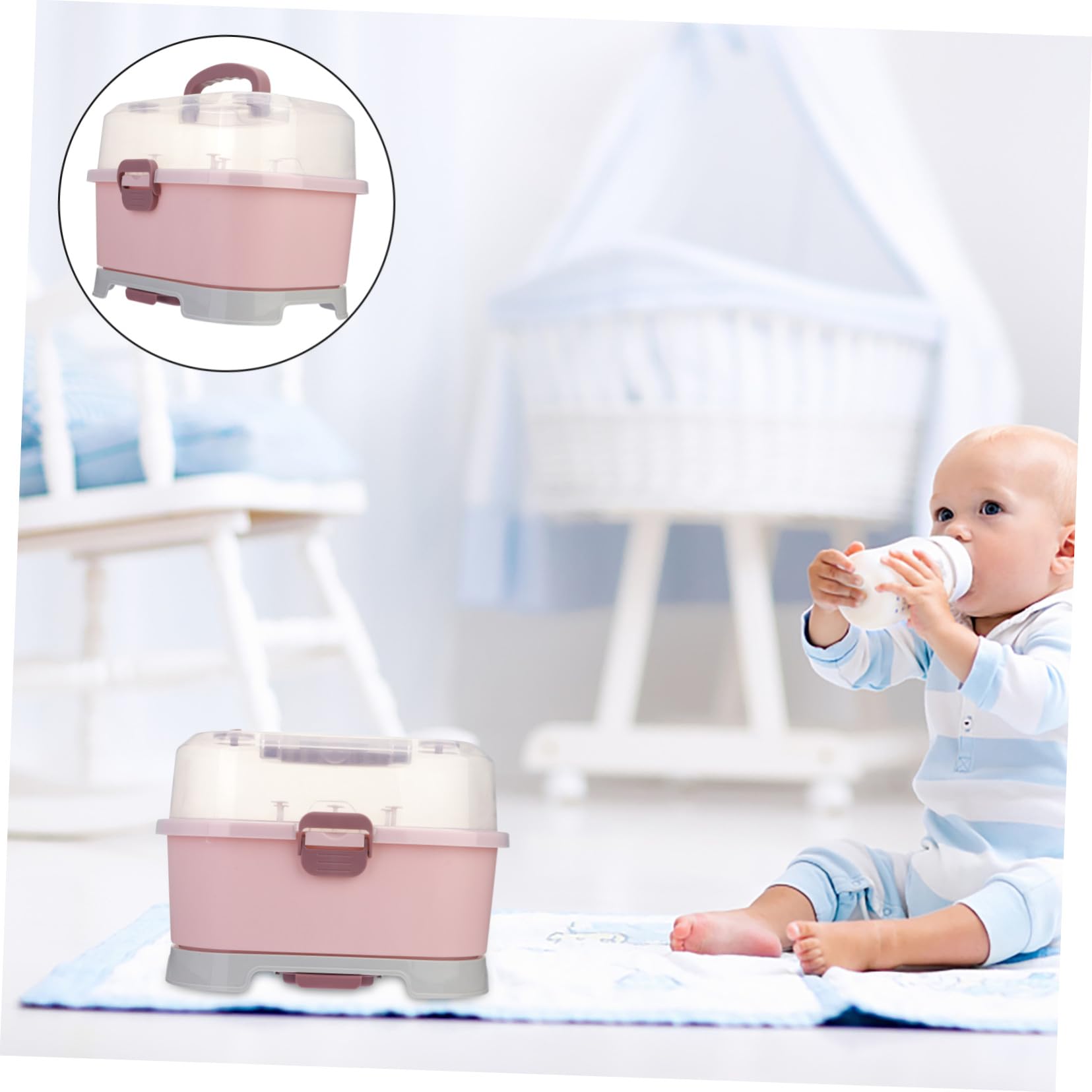Große Milchflaschen Aufbewahrungsbox Mit Abtropffläche Pp Material Abnehmbar Und Waschbar Aufbewahrung Für Fläschchen Schnuller Und Stillzubehör Hygienisch Und Sicher Für Babys
