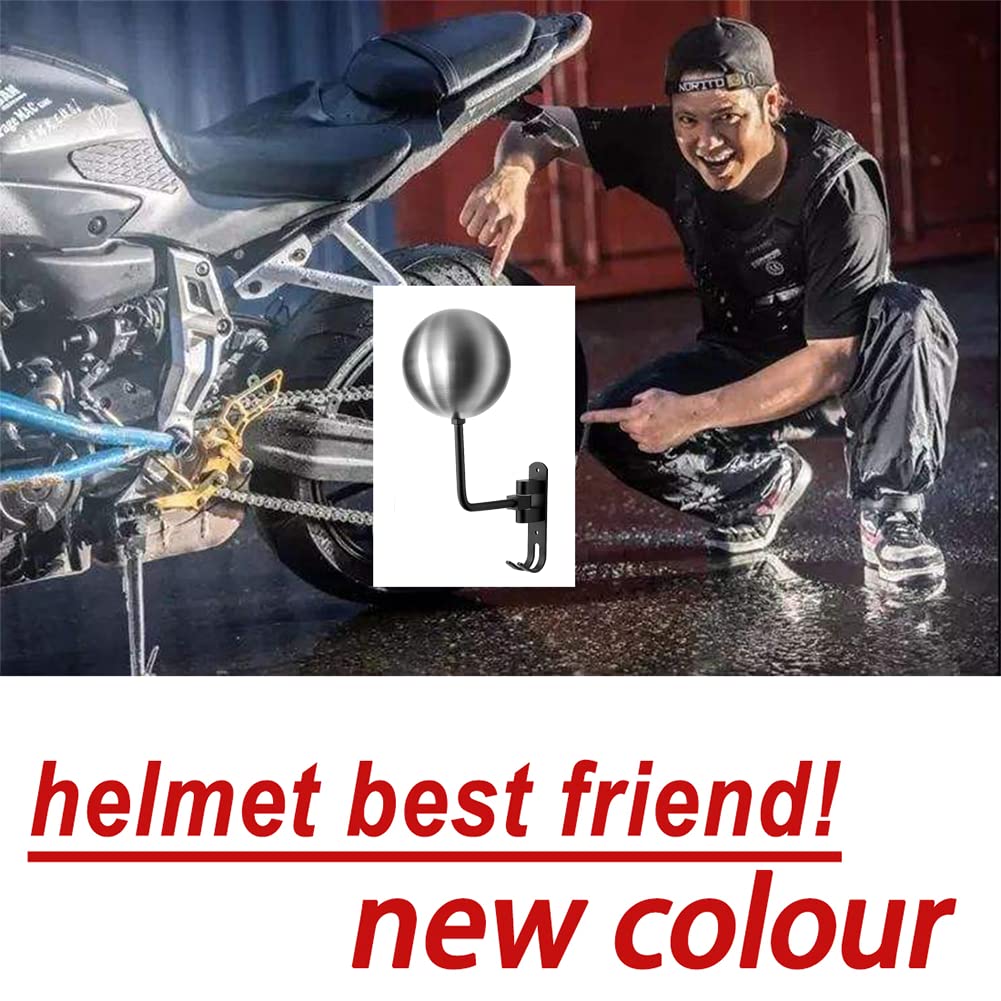 motofans Helmet Holder Wall Mounted Motorcycle Helmet Hat Holder Aluminium Alloy and Stainless Steel Ball (Pack of 2) - Image 4