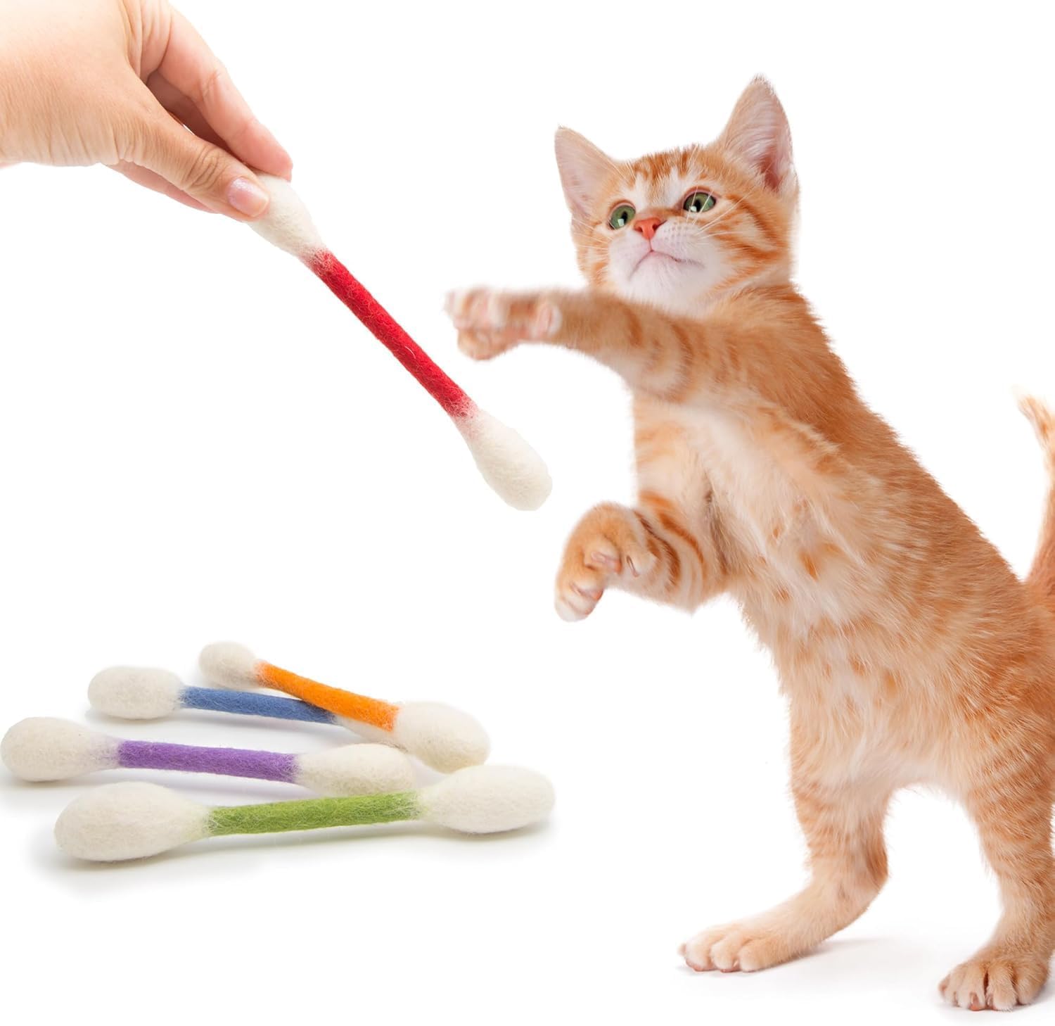 Cotton Swabs Cat Toys with Catnip, Giant Kitten Chew Sticks, Durable Dental Teething Ropes, Indoor Boredom & Dental Care, Pet Play Gift Accessories 6 Pack(Colorful) image 3