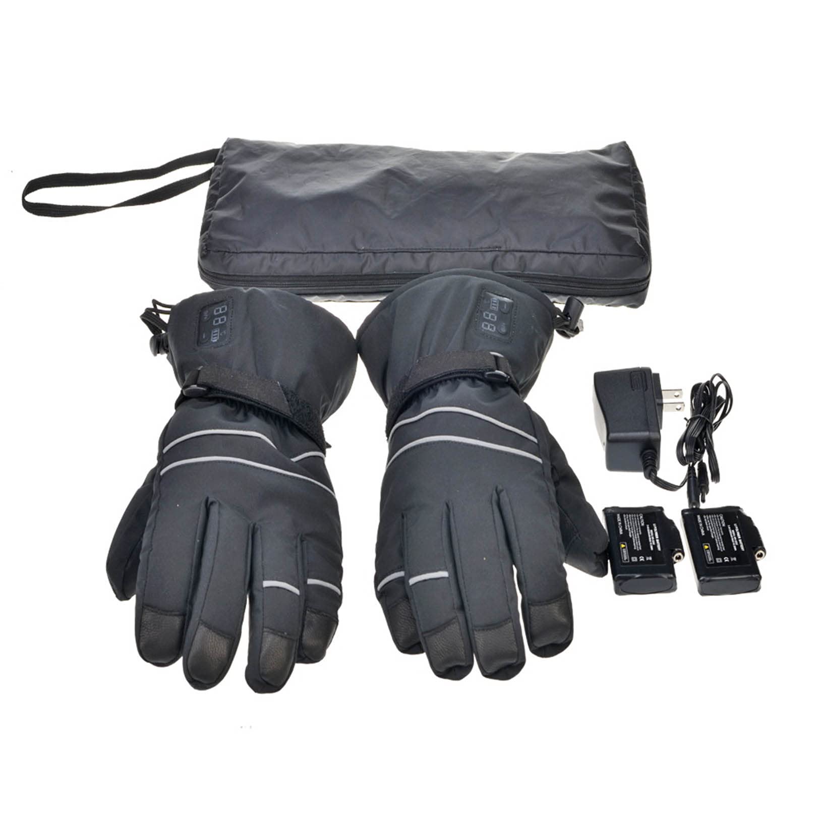 Guanti riscaldati Guanti Termici Lavabili Guanti Invernali Guanti alimentati a Batteria Guanti Touch Screen per Ciclismo all'aperto Sci Campeggio Uomini e Donne (Nero)