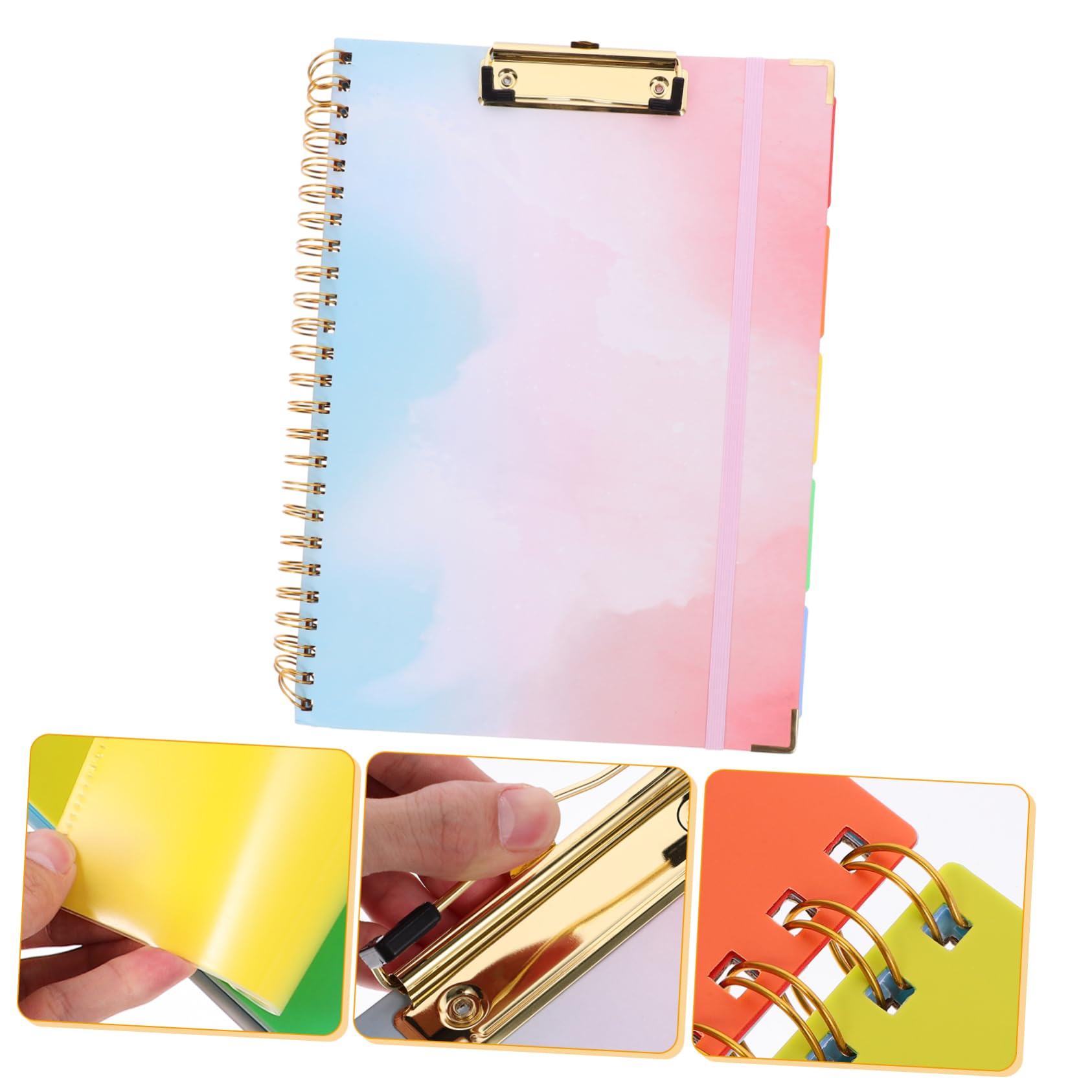 Nachfüllbares Notizbuch mit Spiralbindung und Farbigen Trennblättern | Pvc, Gummi, Nylon, Eisen und Papier, Leichtes Umblättern, für Studium und Büroarbeit