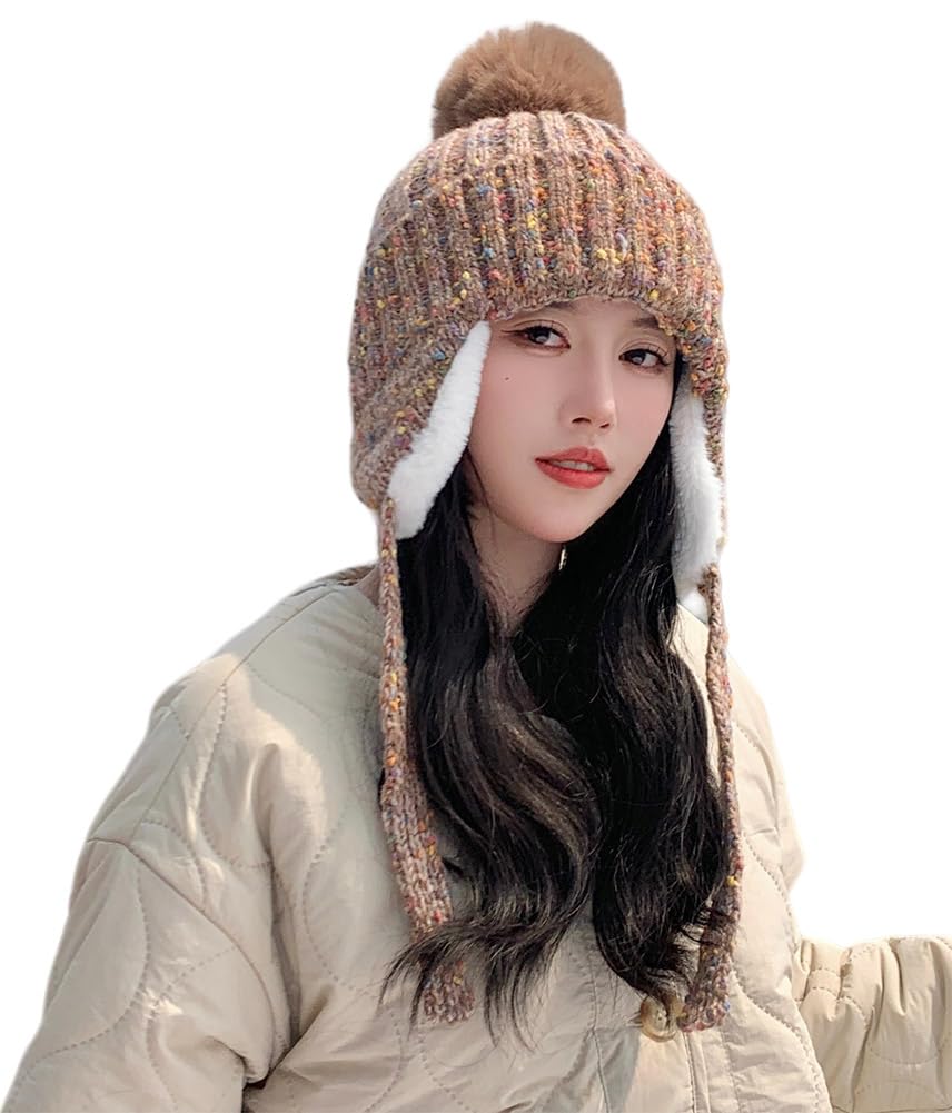 最終価格 INVERNI 3ツポンポンニット帽　ニット帽 Inverni 3つポンポンニット帽 ブラック アソート柄 ポンポン
