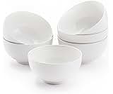 AntoKueh Large Ceramic Cereal Bowls 15cm/6in, White 750ml Big Bowls Set of 6 for Kitchen Cooking, Breakfast, Salad, Pasta, Noodle, Dessert, Fruit, Reman, Sturdy for Dishwasher & Microwave
