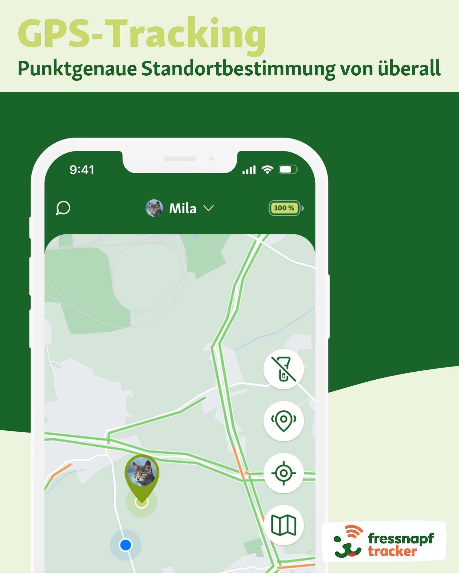 Fressnapf GPS Tracker per gatti | 2a generazione | senza ABO | localizzazione senza limiti di distanza | monitoraggio delle attività | funzione salute | design adatto ai gatti