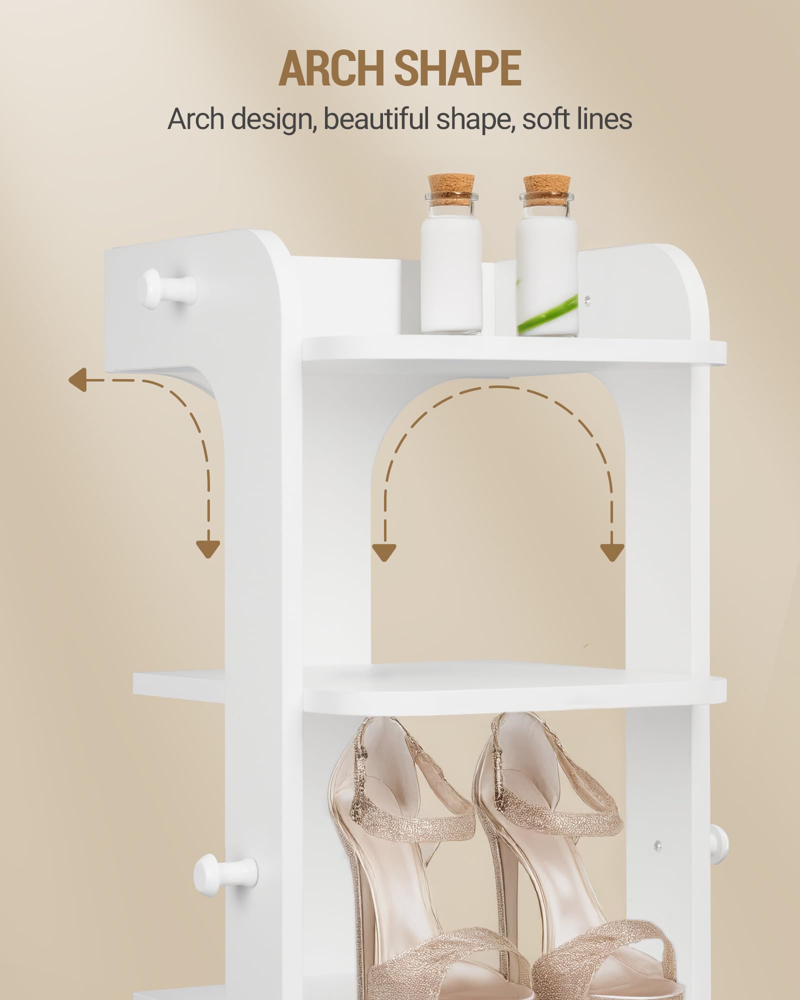 Hzuaneri Zapatero, 10 Niveles, Zapatero con Gancho, Ahorro de Espacio | Organizador de Zapatos de Madera para ArmarioEstante, para Entrada, Salón, Dormitorio, Blanco, SR21003X