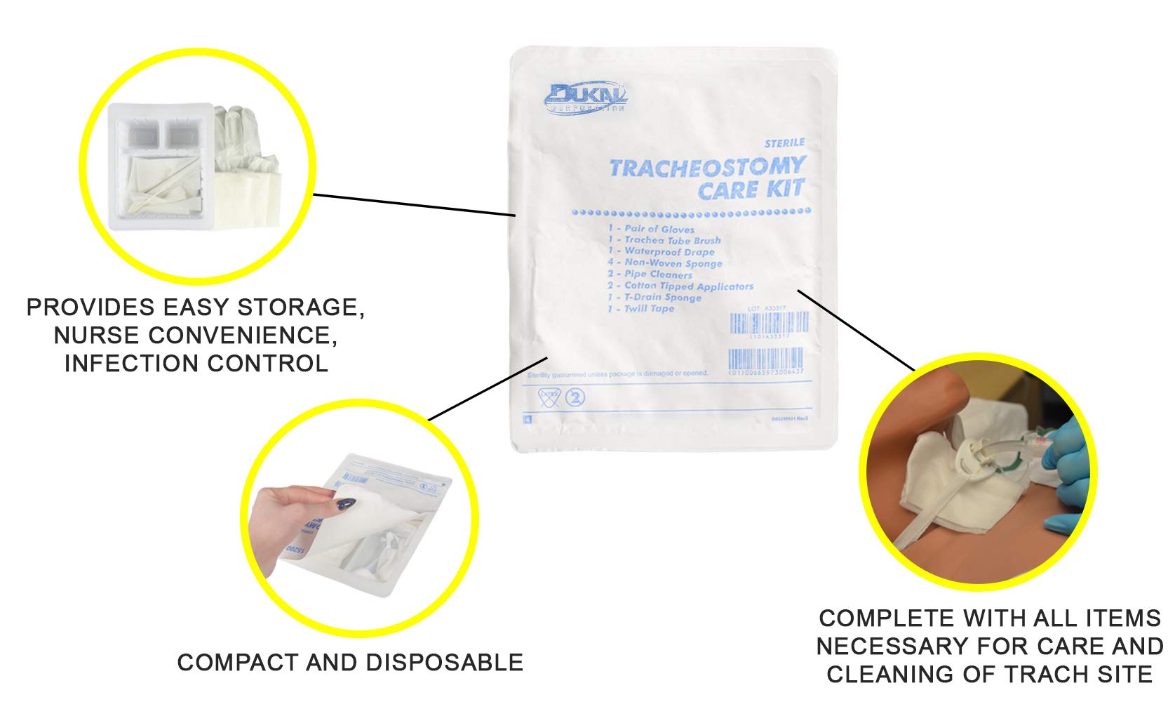 Dukal Tracheostomy Care Kit. Sterile Compact and Disposable Kit with