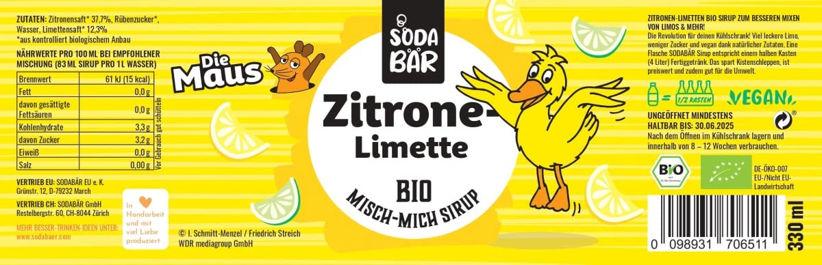 Sciroppo Bio Set da degustazione Mouse > Pesca Arancia | Ciliegia acida | Limone > Mescolare fino a 12 l di bevande, 100% biologico, 100% gustoso e 100% topo