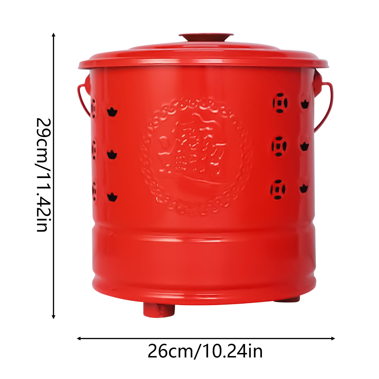 Secchio Inceneritore Carta Forniture per Rituali Tradizionali Foglie Legno | Secchio Brucia-Carta In Acciaio Per Foglie, Legna, Rifiuti, Offerte Per Antenati, Cerimonie Funebri, Gi