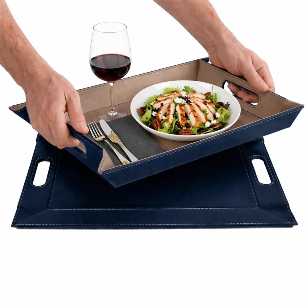 2-in-1 Serving Tray &amp; Placemat | Faux Leather &amp; Reversible