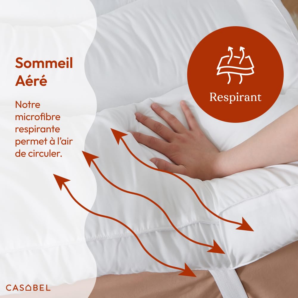 CASABEL Bed Topper 90x190, Microvezel Matrassen Topdek Met 800 GSM Vulling Ademend Antislip Elastieken Wasbaar Voor Eenpersoonsbed 90 X 190 Cm 2820185612