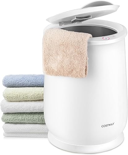 COSTWAY Calentador de toallas estilo cubo, calentador de toallas grande con tapa abatible, apagado automático, ideal para 2 toallas de gran tamaño