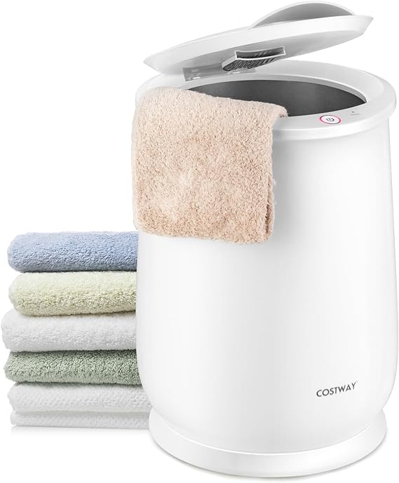 COSTWAY Bucket Style Towel Warmer, Large Towel Warmer with Fliptop Lid