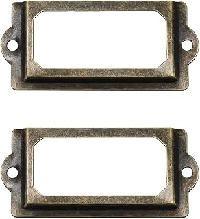 [32 Pack] Antique Bronze Office Library File Drawer Cabinet Card Tag Label Holder Metal Frame 70mm x 33mm