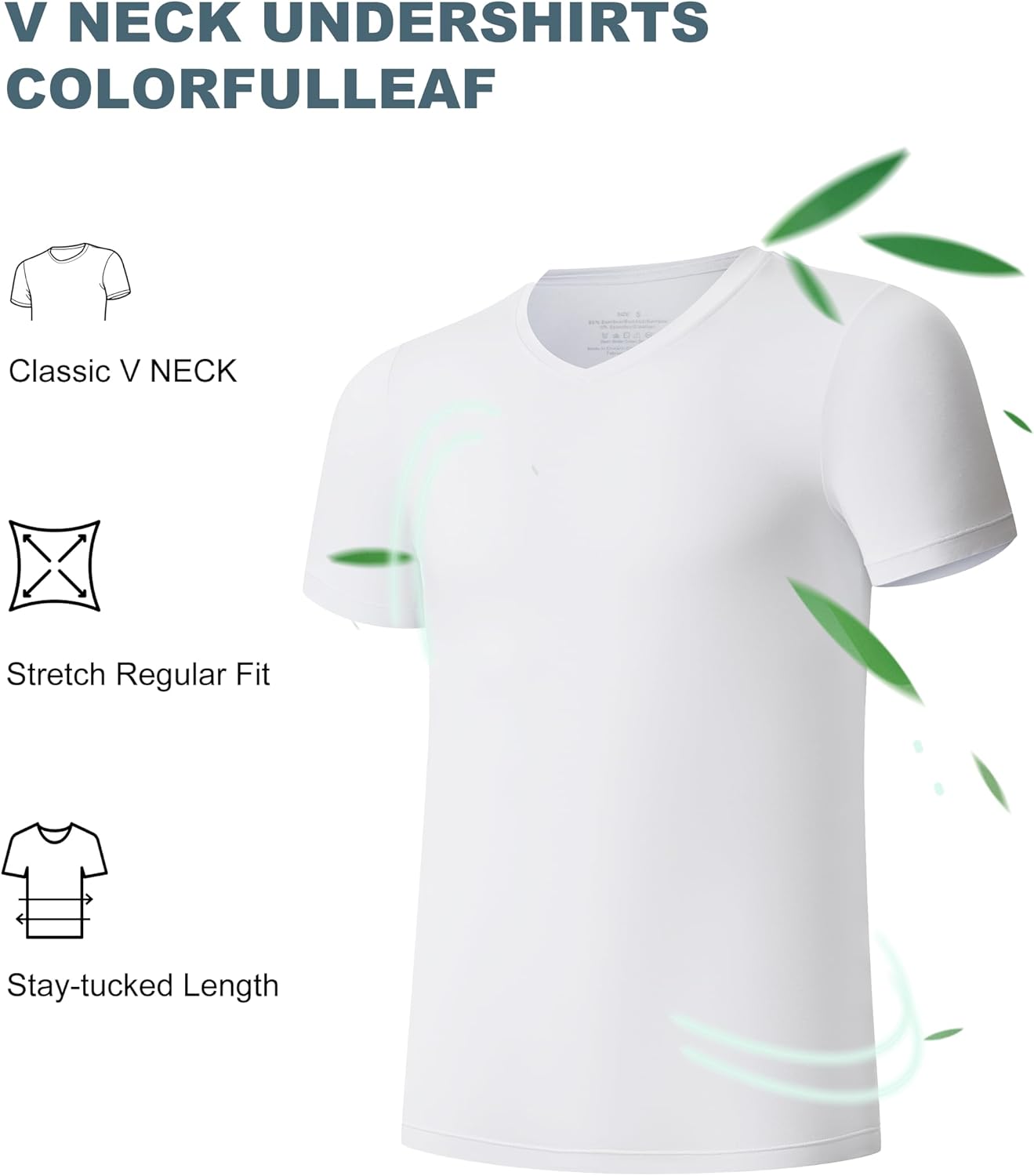 COLORFULLEAF Mens Bamboo Rayon Undershirts V Neck T Shirts Short Sleeve Slim Fit Tees Tag-Free 3 or 6 Pack - Image 3