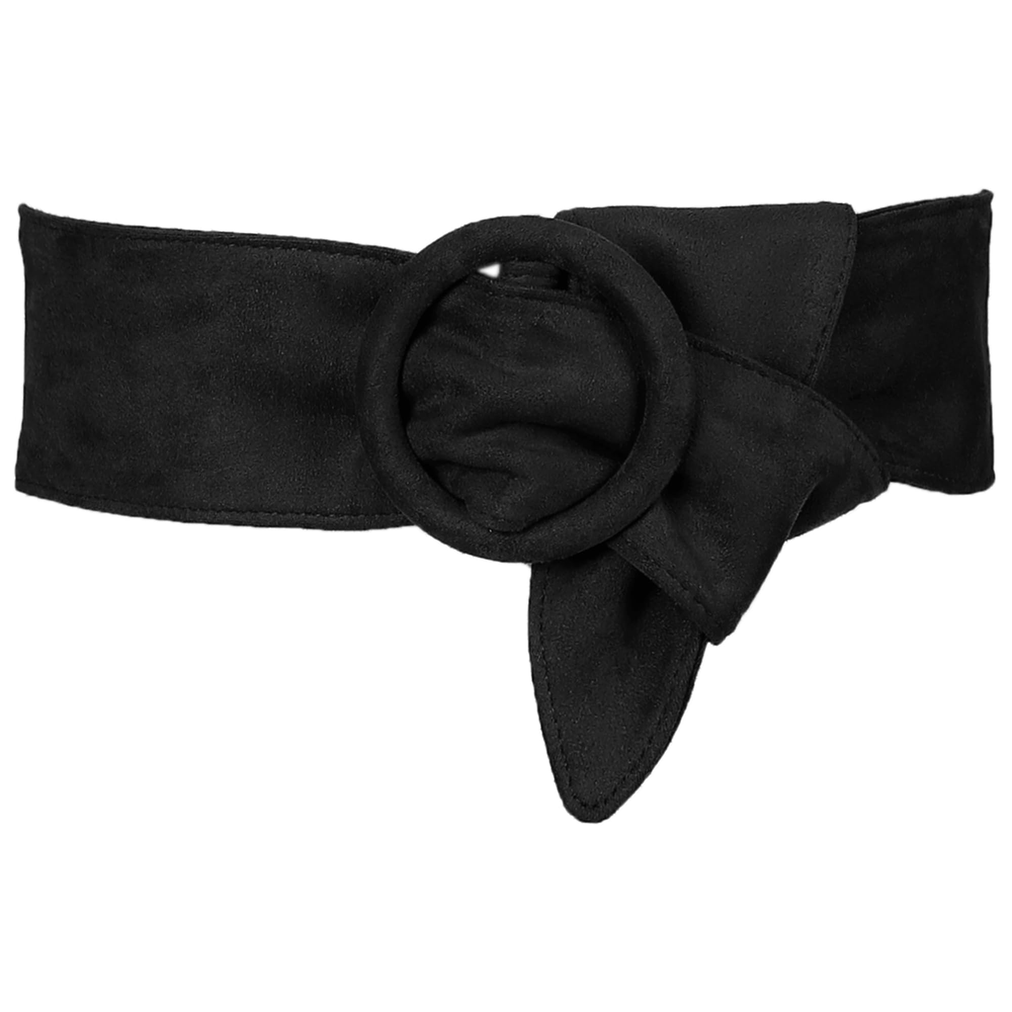 Elerevyo Ladies Solid Wide Waist Belt, Vintage Round Buckle Obi Cinch Wide Belts Waistband for Dress Black 65-89cm/25.59-35.03"