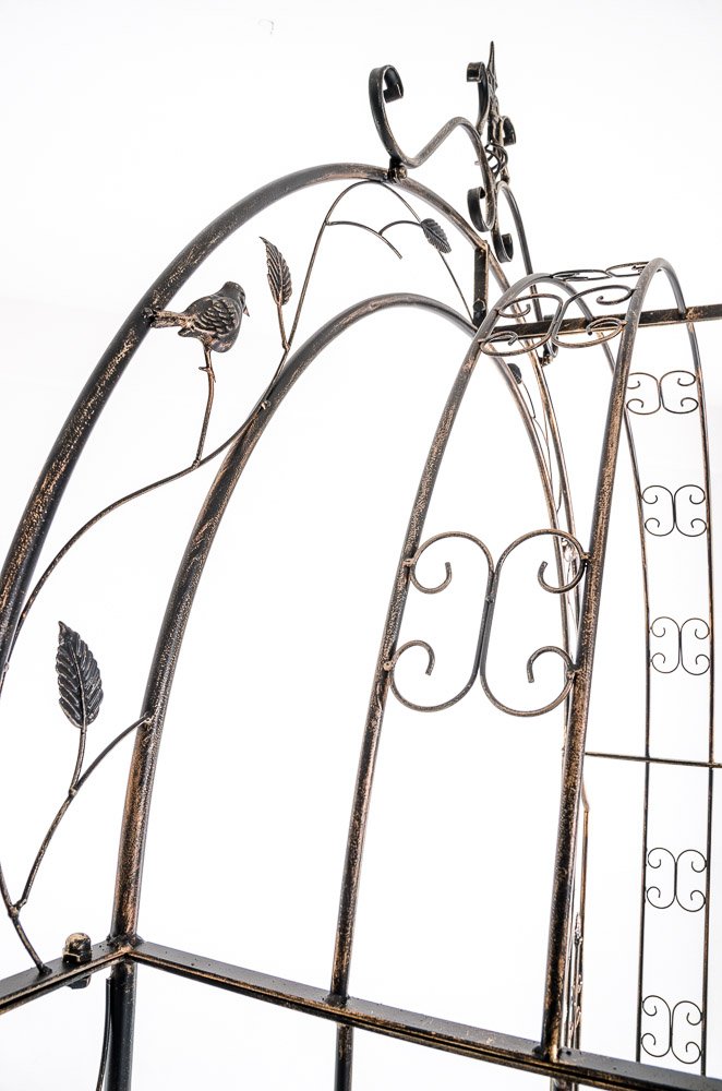 CLP Arche de Jardin avec Portillon Grenada - Support pour Plantes Grimpantes Arcades à Rosiers en Fer Forgé Robuste avec Porte - Couleur :, Couleur:Bronze